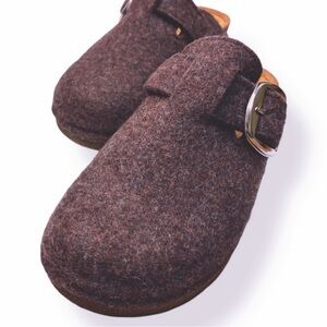 FLEXUS BOILED WOOL FELT CLOGS-BROWN SIZE 38